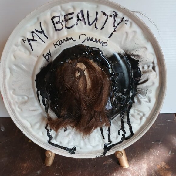 OOAK Vintage Mounted Doll Head, Creepy Doll Head, Doll Head Art, Mixed Media - Picture 8 of 11